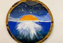 artwork - sunset over mountains