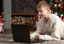 student using laptop