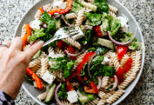 closeup of pasta salad
