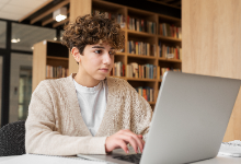 student using computer